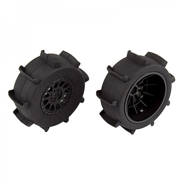 Team Associated Rear Sand Paddle Tires on Method SC Wheels, Mounted, Black (2)