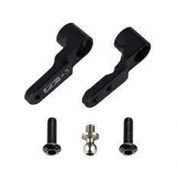 Team Associated FT Aluminum Steering Bellcrank, +3mm, Black (RC10B6) (2)