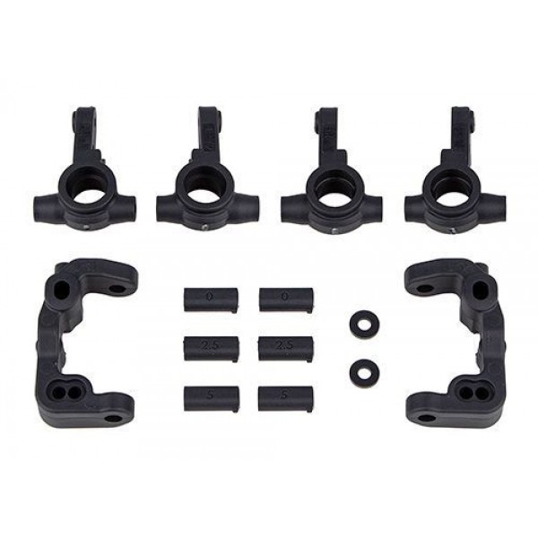Team Associated RC10B6.4 -1mm Scrub Caster and Steering Blocks, Carbon (2)