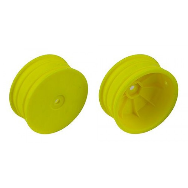Team Associated 4WD Front Wheels, 2.2", 12mm hex, +1.5mm, fluorescent yellow