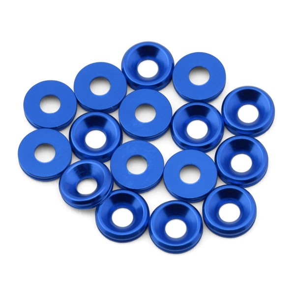 Team Brood 6061 Aluminum Countersunk Washer, Blue (3mm) (16)