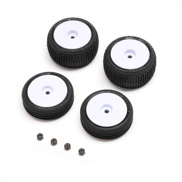 Team Losi Micro-B Pre-Mounted Tires, White (4)