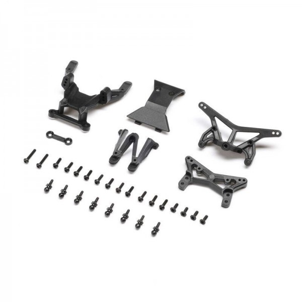 Team Losi Micro-B Shock Towers, Mounts, Bumper & Top Plate Set