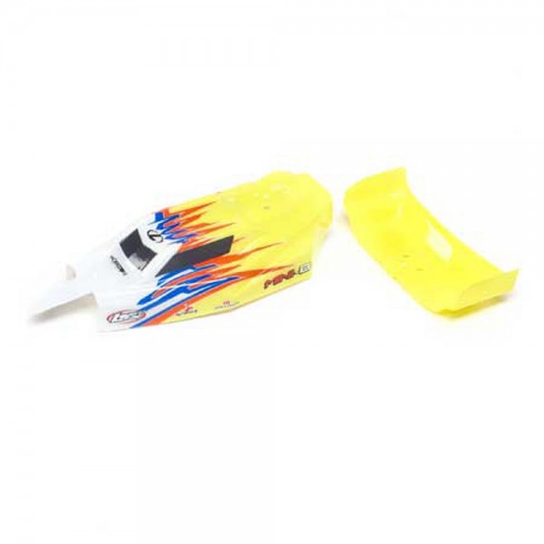 Team Losi Body, Wing, Yellow/White: Mini-B