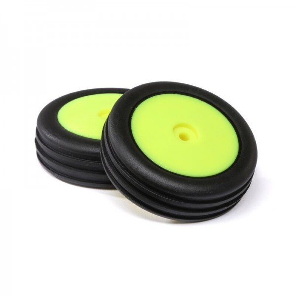 Team Losi Wide Body Rib, Fr, Mntd Tires, Yellow (2): Mini B