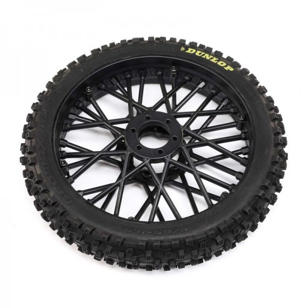 Team Losi Dunlop MX53 Front Tire Mounted, Black: PM-MX