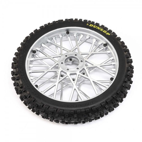 Team Losi Dunlop MX53 Front Tire Mounted, Chrome: PM-MX