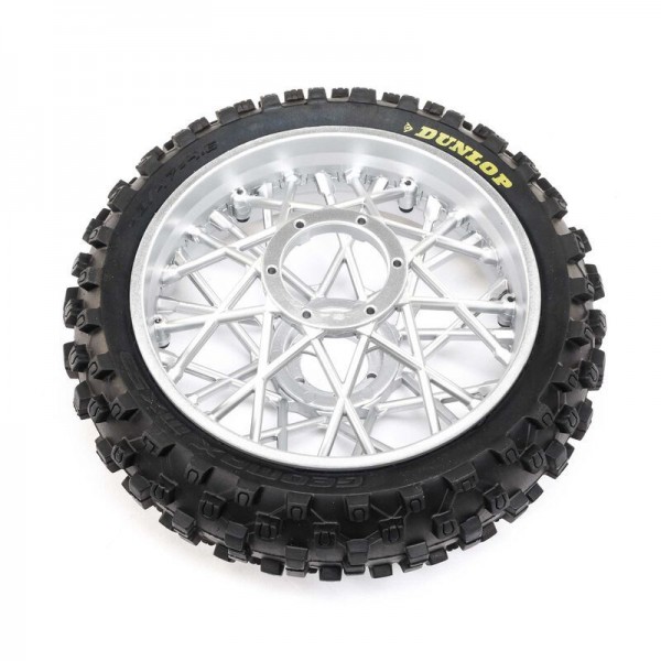 Team Losi Dunlop MX53 Rear Tire Mounted, Chrome: PM-MX