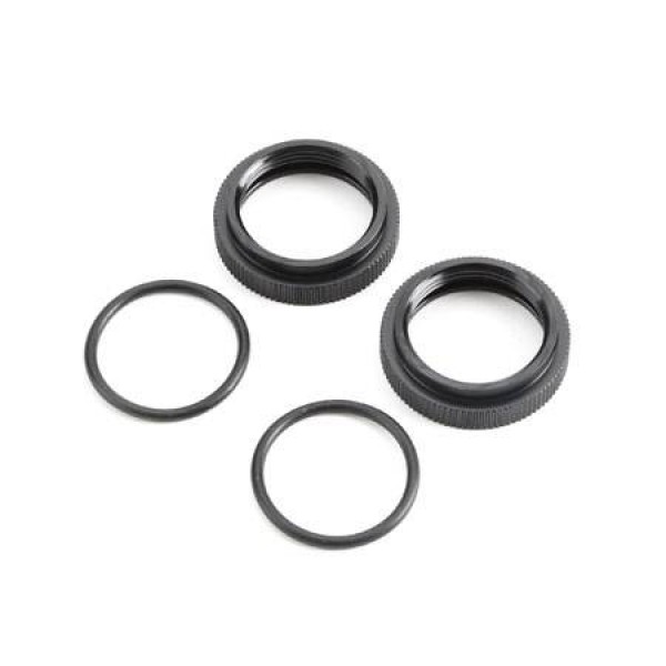 TLR Aluminum Shock Adjuster Nut with O-ring, Black (5B / 5T / MINI) (2)