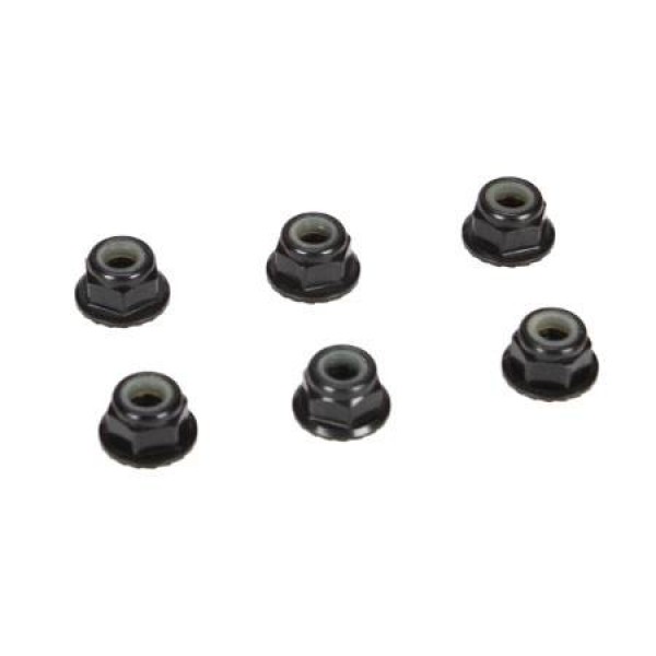 TLR 4mm Aluminum Serrated Lock Nut, Black (6)