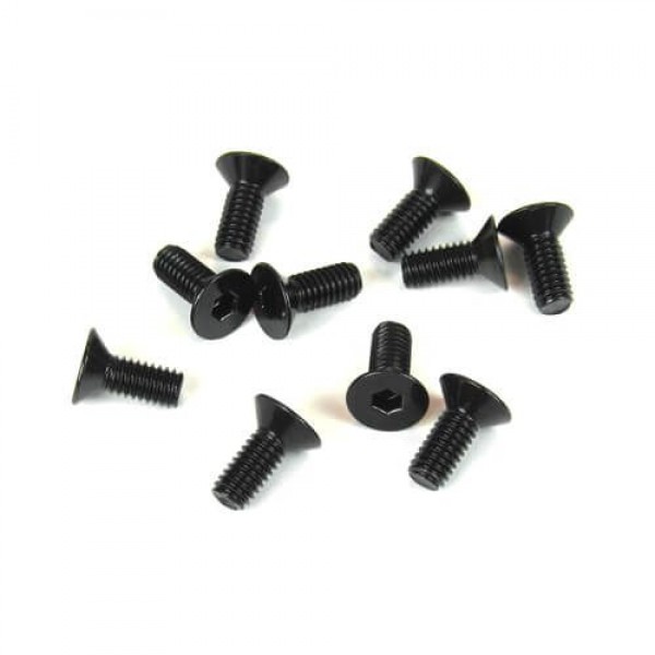 Tekno RC M4x12mm Flat Head Screws (Black, 10pcs)