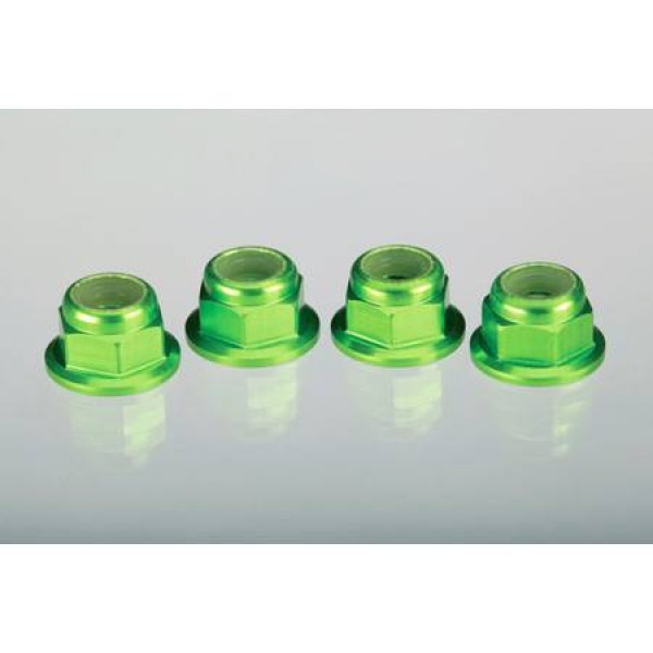 Traxxas 4mm Flanged Serrated Nuts Green (4)