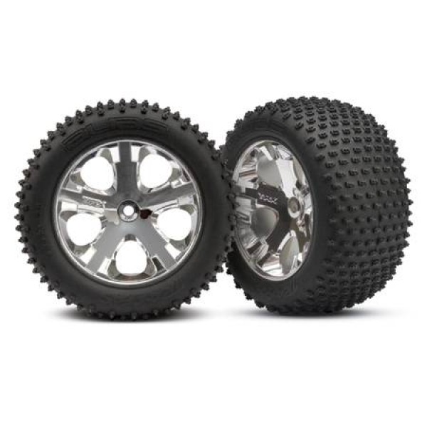 Traxxas pre-assembled 2.8" All-Star chrome rear wheels with foam inserts (2)