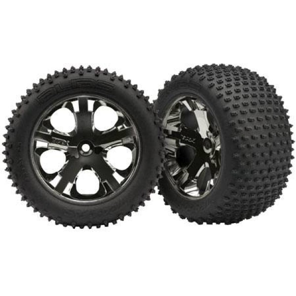 Traxxas pre-assembled 2.8" All-Star black chrome rear wheels with foam inserts (TSM) (2)