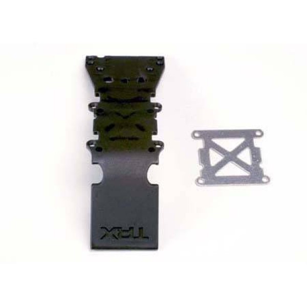 Traxxas Front Skidplate, Plastic, Black/ Stainless Steel Plate