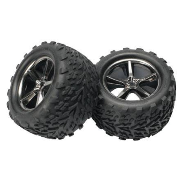 Traxxas E-Revo Tires Gemini Black Chrome Wheels (2)