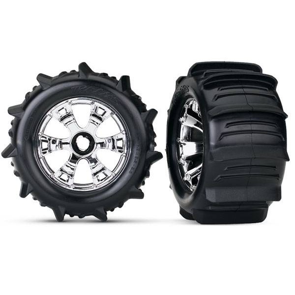 Traxxas Paddle Tires on Geode 1/10 Wheels 3.8" with 17mm Hex. TSM (2)