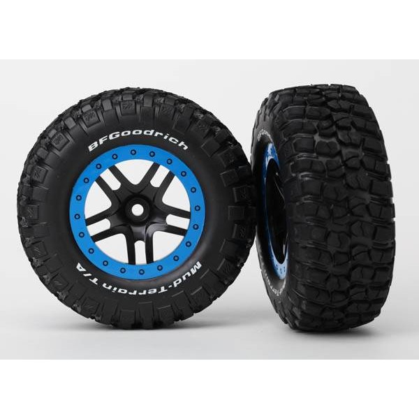 Traxxas Assembled BFGoodrich Mud-Terrain Tires on Beadlock wheels, glued, Blue (2)