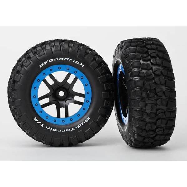 Traxxas SCT Tire/Wheel Front SCT Split-Spoke Black 12mm hex (2)