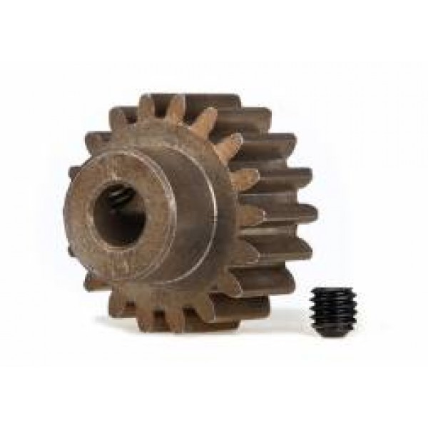 Gear, 18-T pinion (1.0 metric pitch) (fits 5mm shaft)/ set screw (compatible with steel spur gears)