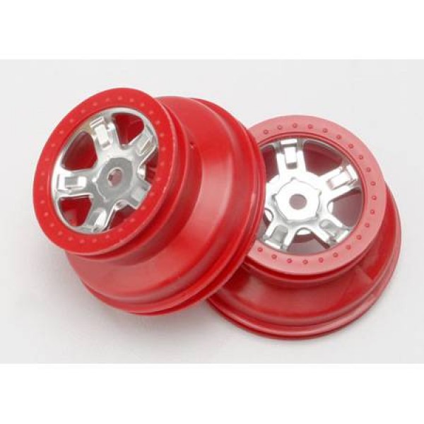 Traxxas Slash SCT Chrome Wheel Red Beadlock 1/16 (2)