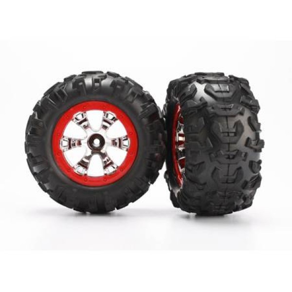 Traxxas 1/16 Summit Tires Wheels Assembled Red Beadlock