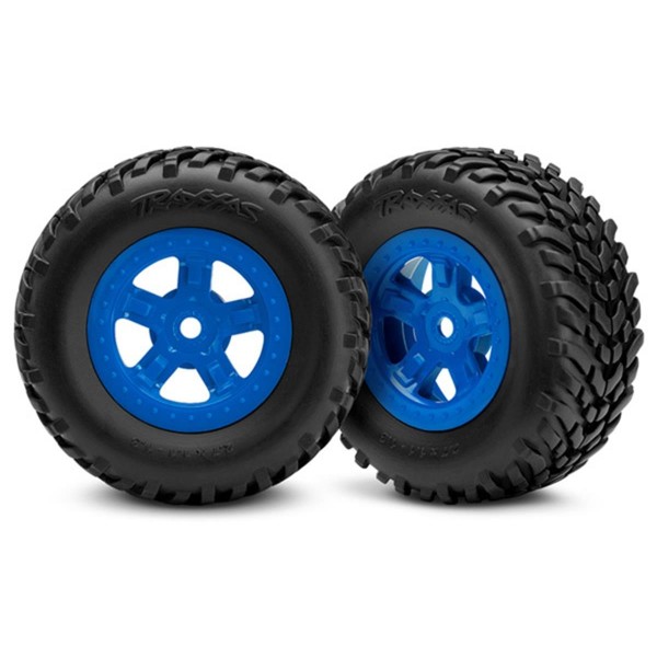 Traxxas Assembled SCT Off-Road Racing Tires and Wheels, Blue (2)