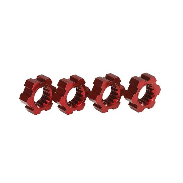 Wheel hubs, hex, aluminum (red-anodized) (4)