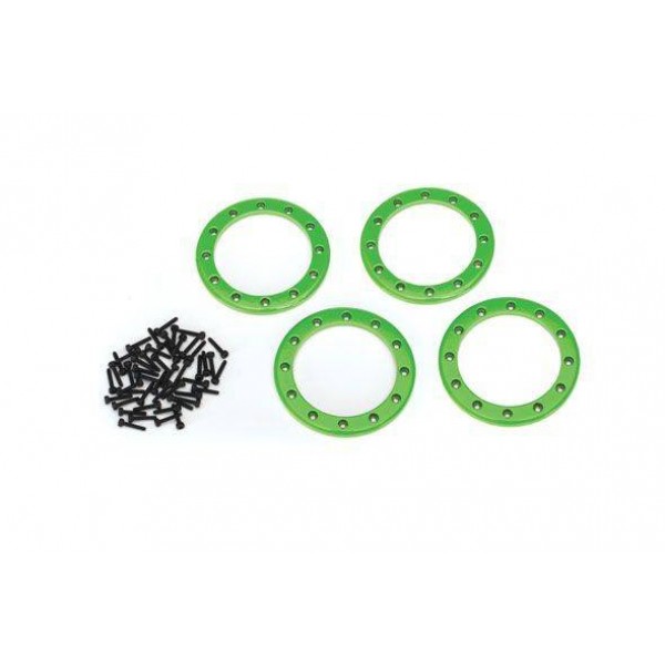 Traxxas Green Beadlock Rings (2.2") (aluminum) (4) with Screws