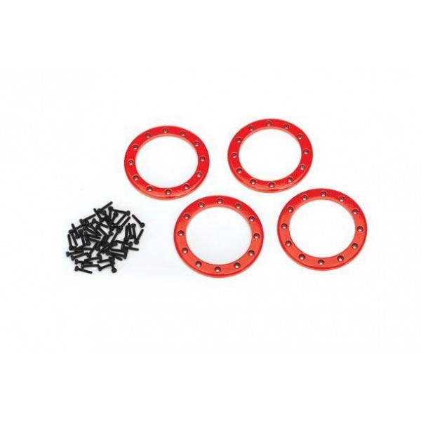 Traxxas Red Beadlock Rings (2.2") (aluminum) (4) with Screws