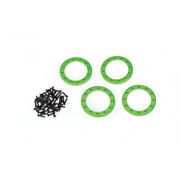 Traxxas Green Beadlock Rings (1.9") (aluminum) (4) with Screws