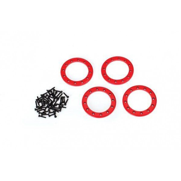 Traxxas Red Beadlock Rings (1.9") (aluminum) (4) with Screws