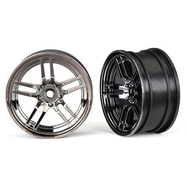 Traxxas 1.9" Front Black Chrome Split Spoke Wheels (2)