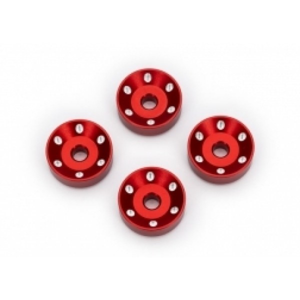 Traxxas Machined Aluminum Wheel Washers, Red (4)