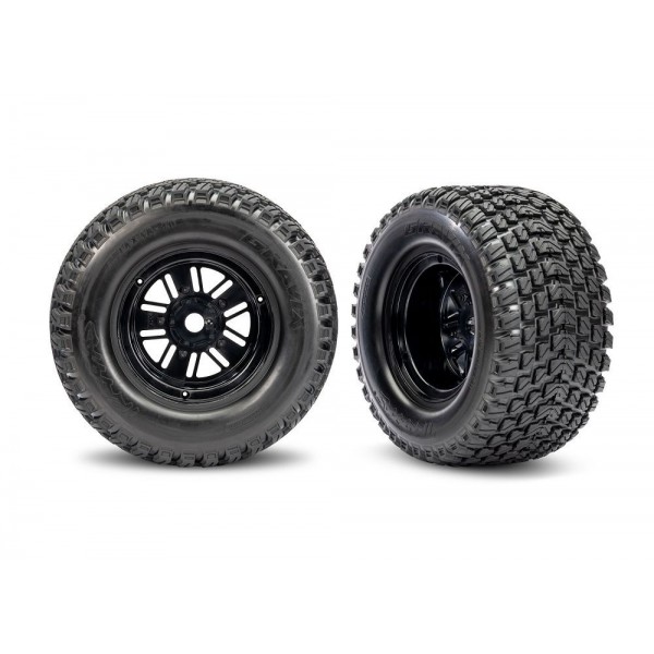 Traxxas Black Rear Funco Wheels & Gravix Tires (2)