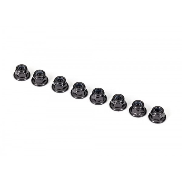 Traxxas Nuts, 3mm Nylon Locking, Flanged, Black (8)