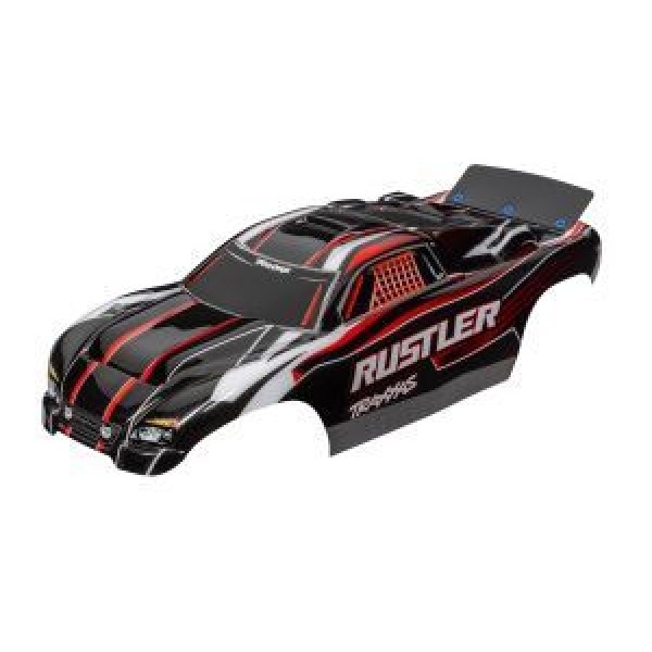 Traxxas Body, Rustler® (also fits Rustler® VXL), red & black (painted, decals applied, assembled with wing)