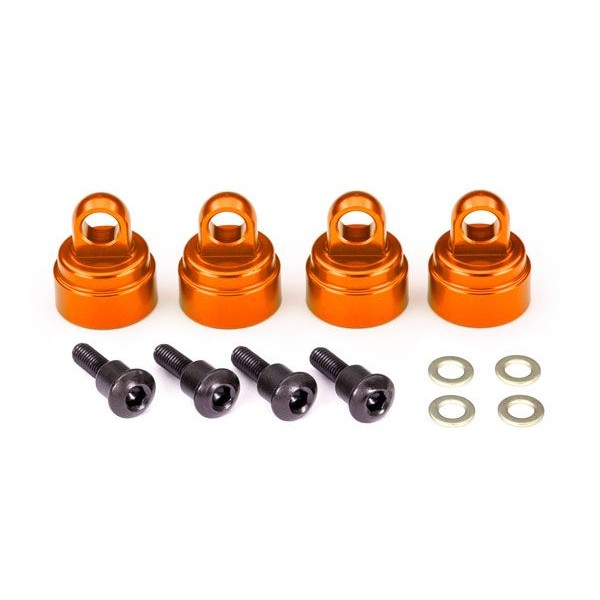 Traxxas Aluminum Shock Caps, Orange-Anodized (4)