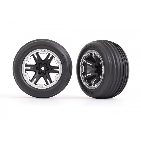 Traxxas Alias Ribbed & Wheels, Assembled, Glued,2.8", Black Satin (2)