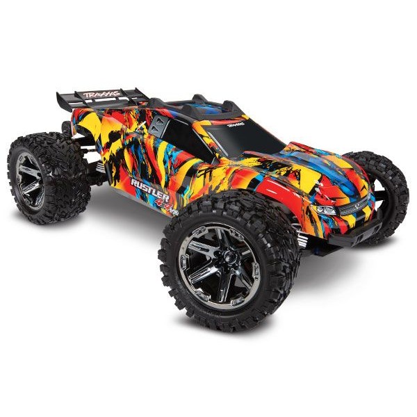 Traxxas Rustler VXL 4X4 Brushless RTR 1/10 Stadium Truck, Solar Flare