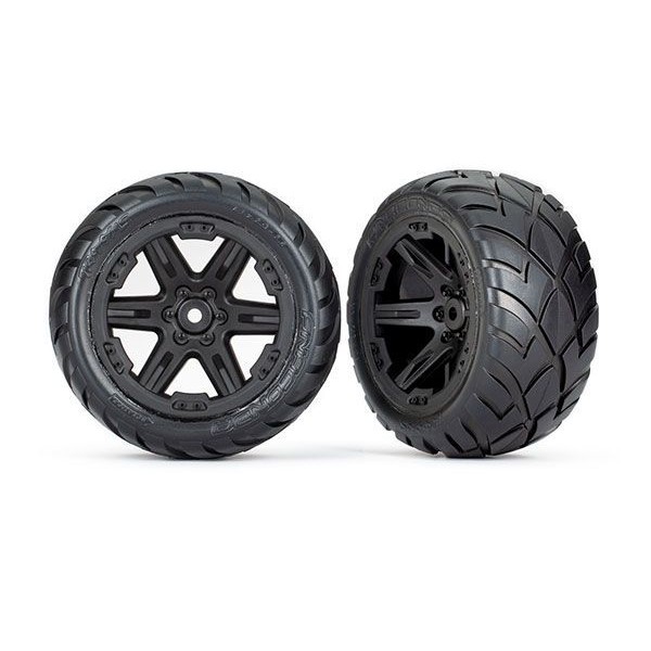 Traxxas Rear 2WD 2.8" Anaconda Tires & RXT Black Wheels, Assembled, TSM Rated (2)
