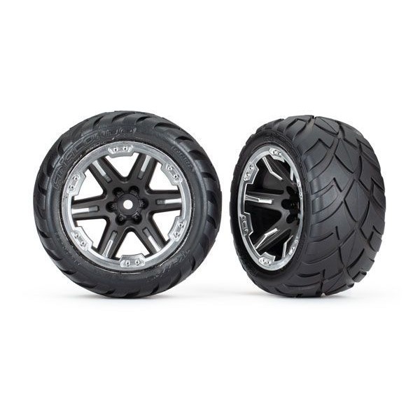 Traxxas Front/Rear 2.8" Anaconda Tires & RXT Black/Chrome Wheels, Assembled, TSM Rated (2)