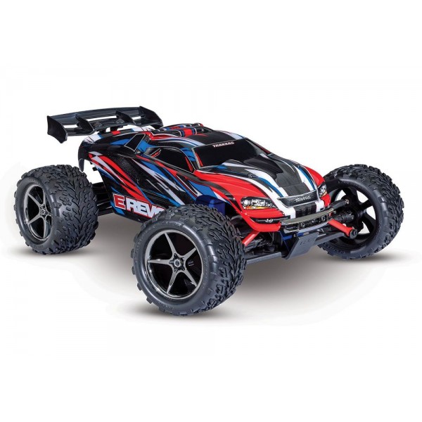 Traxxas 1/16 Scale E-Revo: 4X4 Monster Truck w/USB-C RED/BLUE