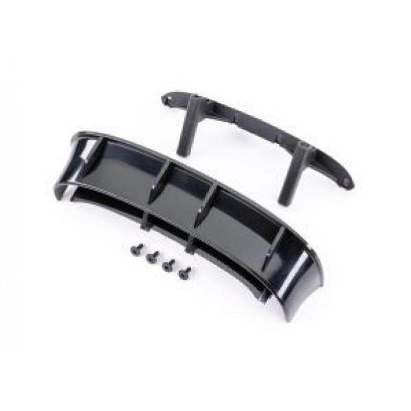 Traxxas Wing, Ford Fiesta ST Rally (black)/ body posts, rear/ 3x8mm FCS (4) (fits #7412 series bodies)