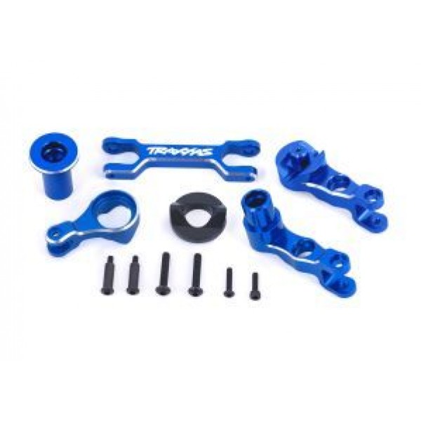 Traxxas Steering bellcranks (left & right)/ draglink (6061-T6 aluminum, blue-anodized) (fits X-Maxx)