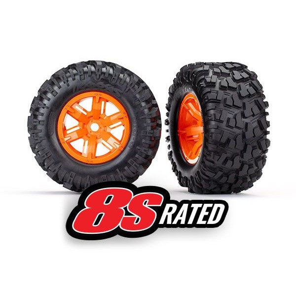 Traxxas X-Maxx Tires & Wheels, Assembled, Glued, Orange (2)