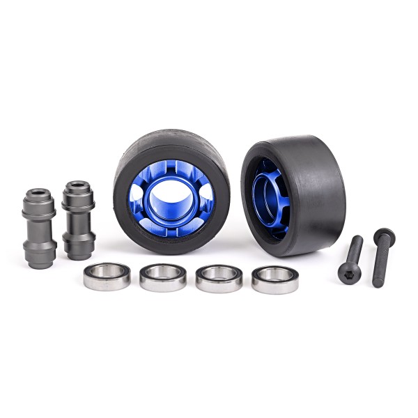 Traxxas Aluminum Wheel and Wheelie Bar, Blue (2)