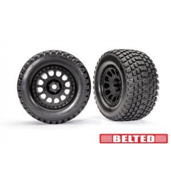 Traxxas XRT Race black wheels, Gravix belted tires, dual profile