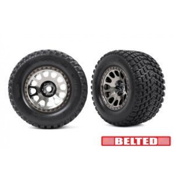 Traxxas XRT Race black chrome wheels, Gravix belted tires, dual profile