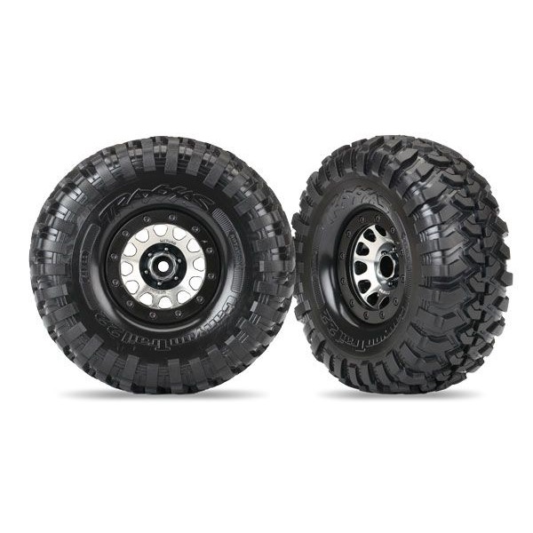Traxxas Method 105 2.2” black chrome beadlock wheels, Canyon Trail 5.3x2.2” tires (2)